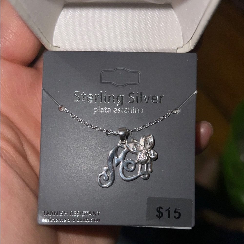 Sterling Silver Initial Necklace with Butterfly Charm